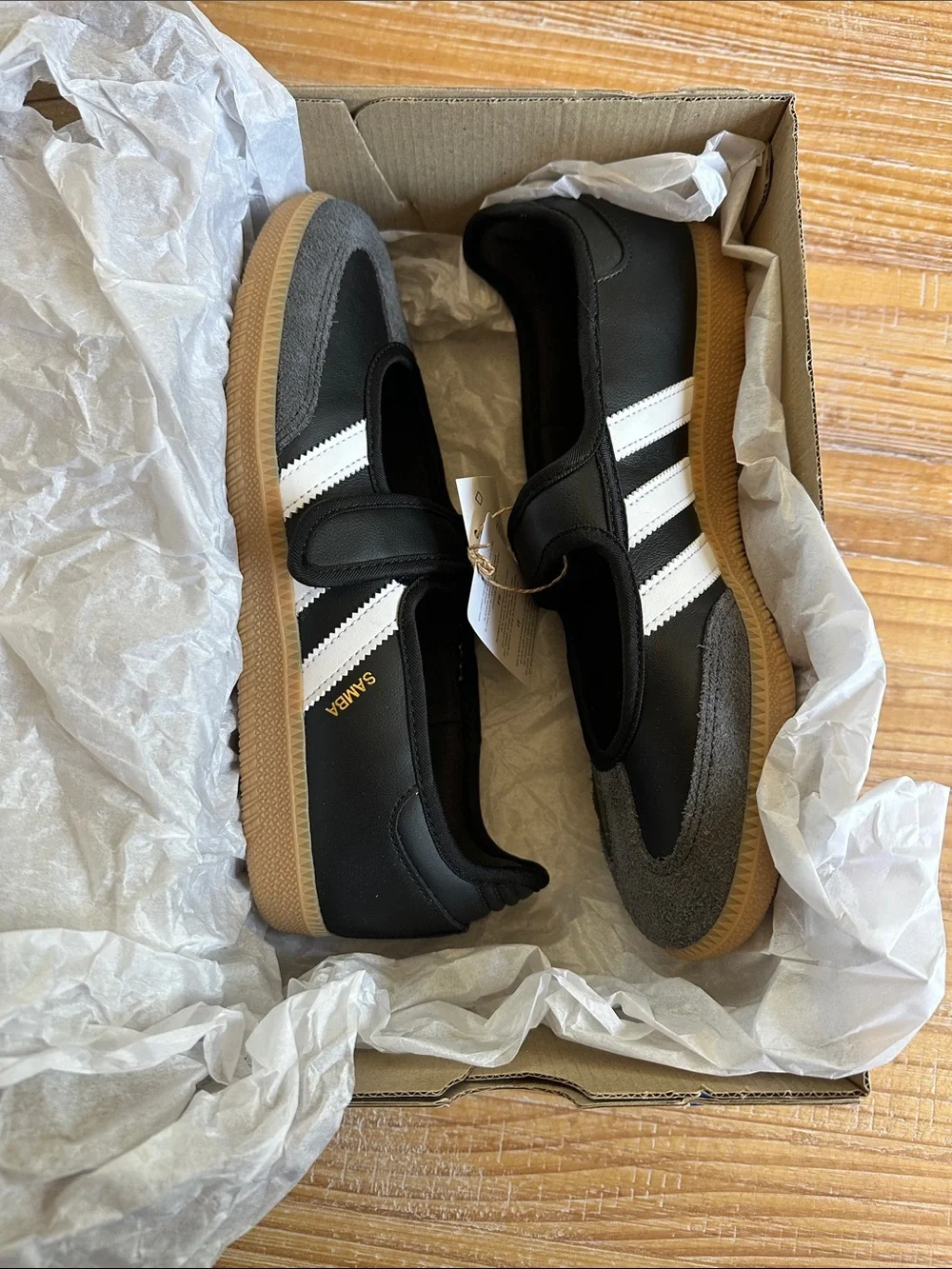 Adidas Black & White Women's Samba Mary Jane Sneakers with Velcro Strap - Picture 4 of 7
